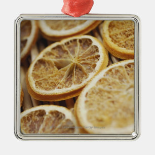Close-up of dried slices of lemon metal ornament