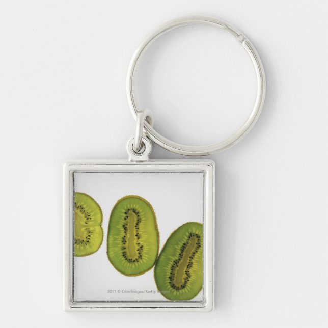 Close-up of five slices of kiwi fruit keychain (Front)