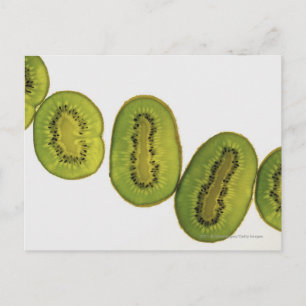 Close-up of five slices of kiwi fruit postcard