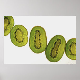 Close-up of five slices of kiwi fruit poster