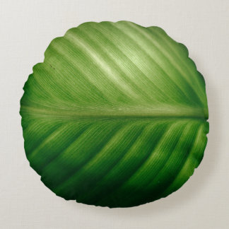 Close-up of green elaf round pillow