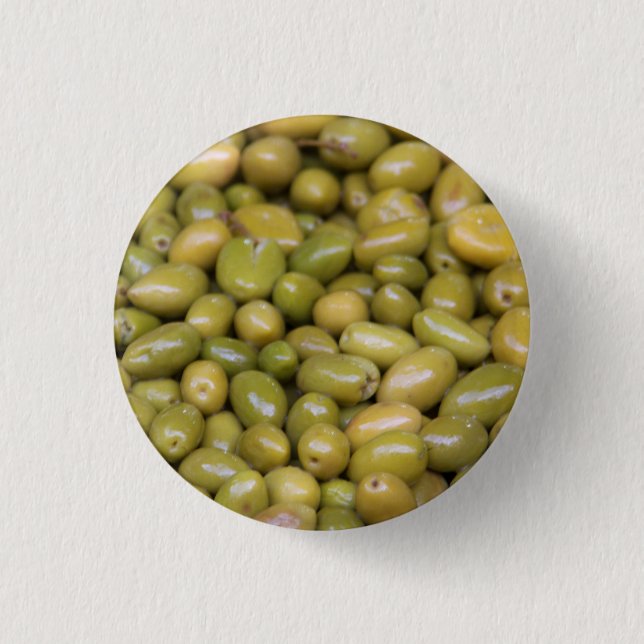 Close Up Of Green Olives 1 Inch Round Button (Front)