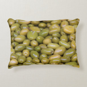 Close Up Of Green Olives Decorative Pillow
