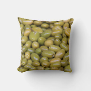 Close Up Of Green Olives Throw Pillow