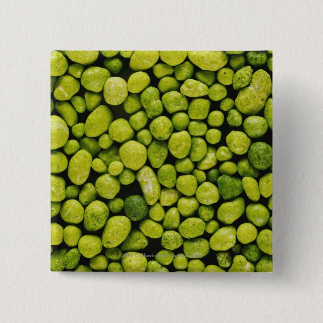 Close-up of green pebbles 2 inch square button (Front)