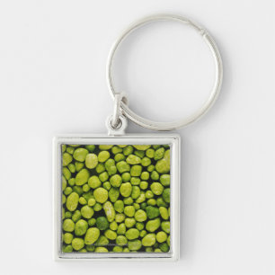 Close-up of green pebbles keychain