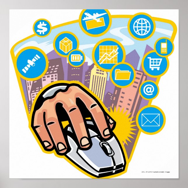 Close-up of hand on computer mouse poster (Front)