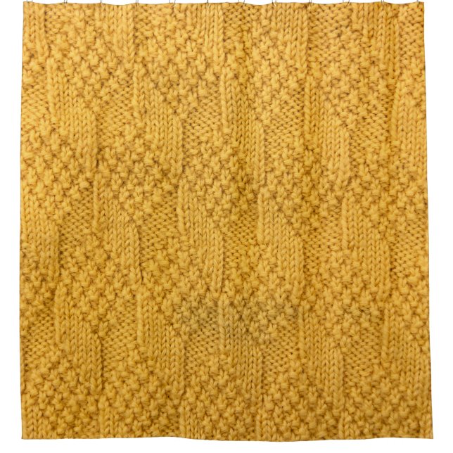 Close-up of pattern of knitting. (Front)