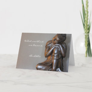 Close up of peaceful silver Buddha Card