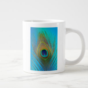 Close up of peacock feather large coffee mug