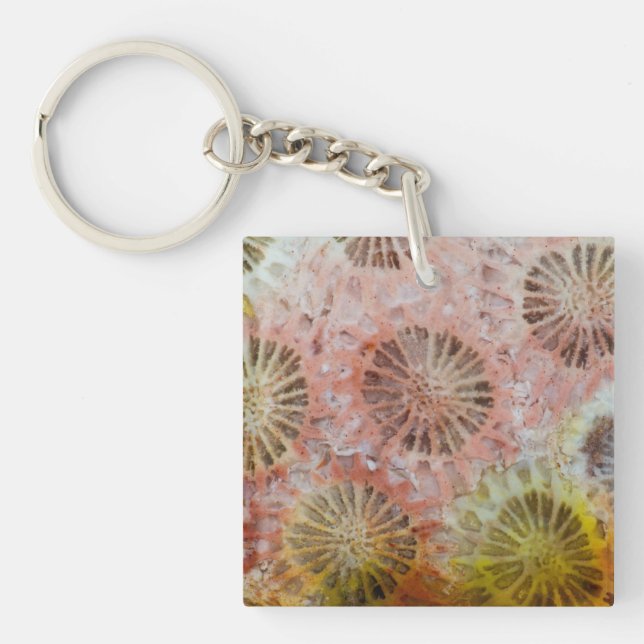 Close Up Of Pink Coral Keychain (Front)