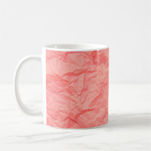 Close up of pink wrinkle crumpled old with paper p coffee mug