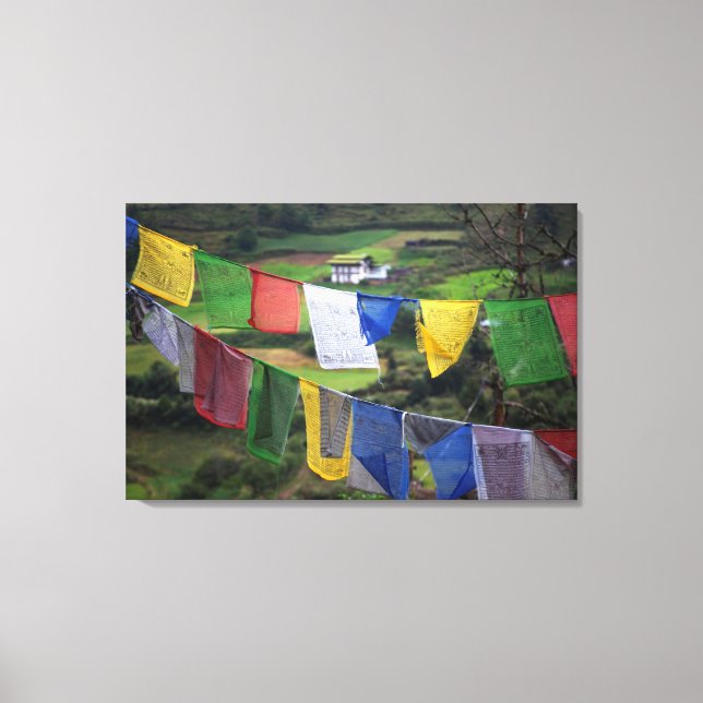 Close Up Of Prayer Flags Canvas Print (Front)