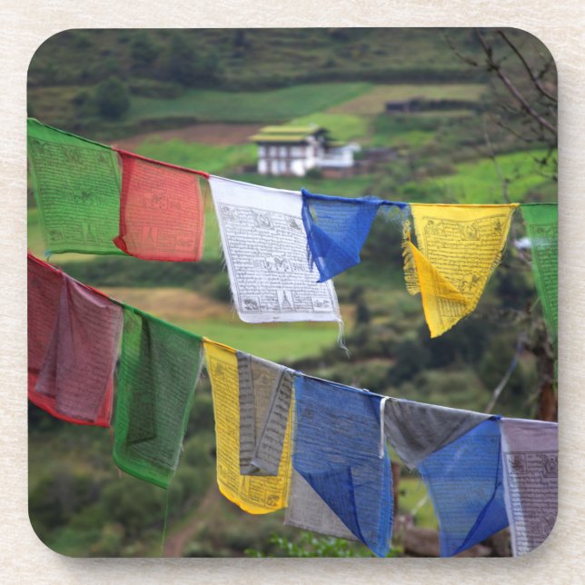 Close Up Of Prayer Flags Coaster (Front)