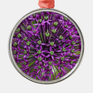 Close up of purple allium flower metal ornament