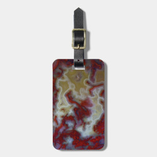 Close up of Red Moss Agate Slab Luggage Tag