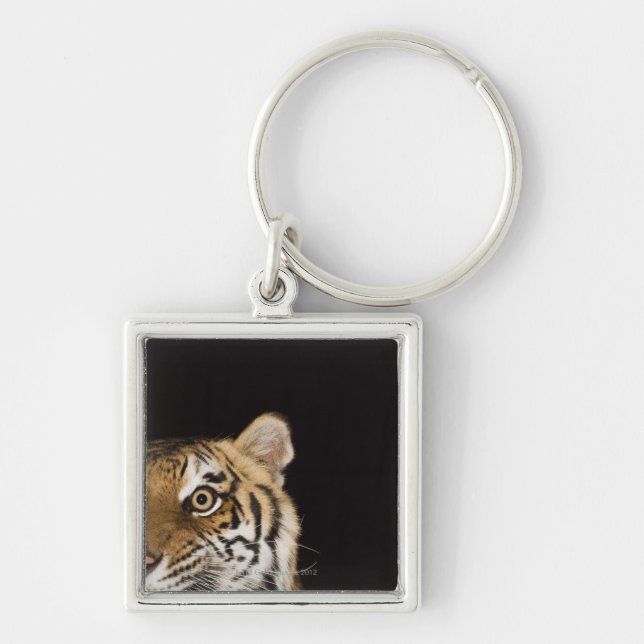 Close up of roaring tiger's face keychain (Front)
