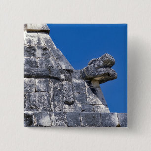 Close up of stones making an ancient Mayan 2 Inch Square Button