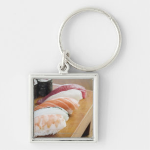 Close-up of sushi on a table keychain