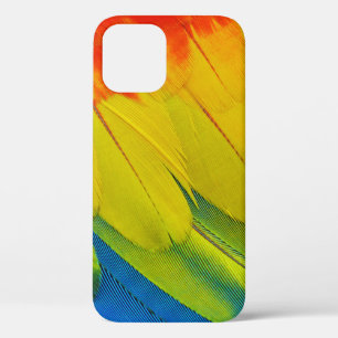 CLOSE UP OF THE AMAZINGLY COLORFUL FEATHERS OF A S iPhone 12 CASE