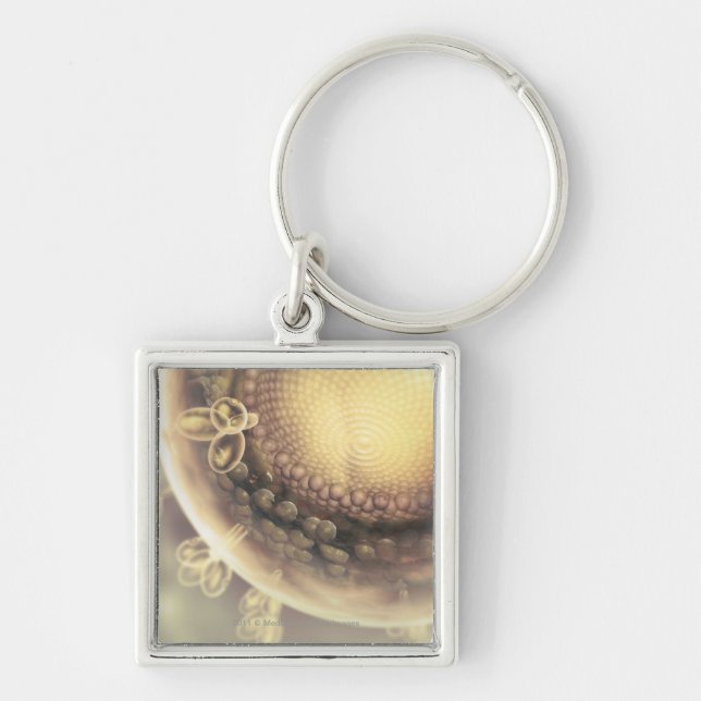 Close up of the structure of an HIV cell Keychain (Front)