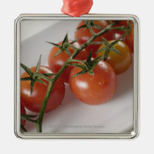 Close-up of tomatoes on a tray metal ornament
