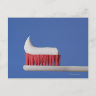 Close-up of toothpaste on a toothbrush postcard