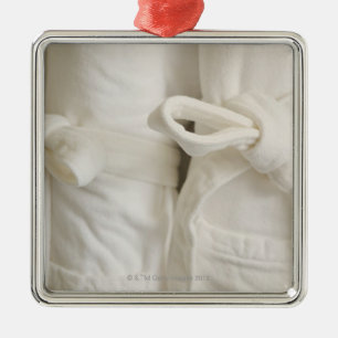 Close up of towels in spa metal ornament