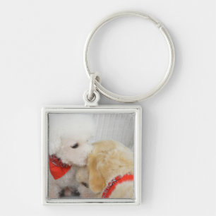 Close-up of two dogs keychain