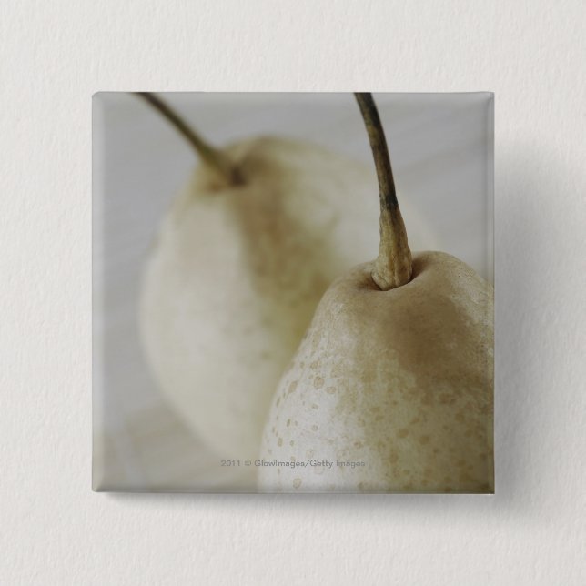 Close-up of two pears 2 inch square button (Front)
