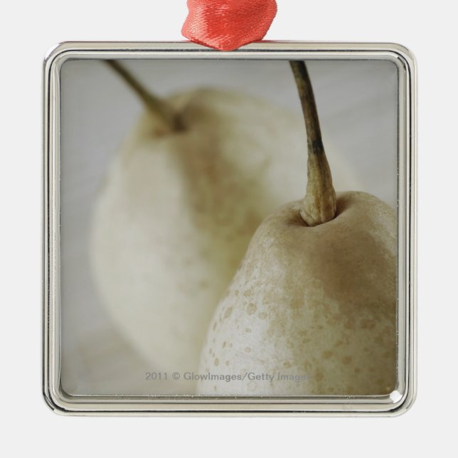 Close-up of two pears metal ornament (Front)