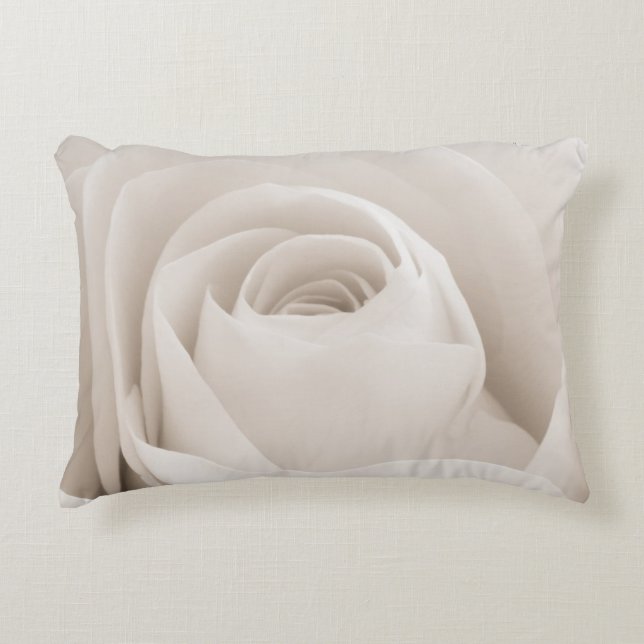 Close up of White Rose Petals Decorative Pillow (Front)