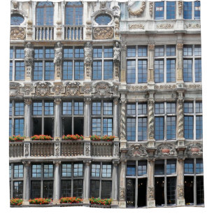 Close up of windows of famous guildhalls in Grote 