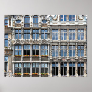 Close up of windows of famous guildhalls in Grote Poster