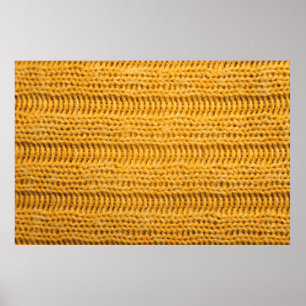 Close up of yellow knitted textured background. Tr Poster