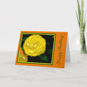 CLOSE-UP OF YELLOW ROSE/HAPPY BIRTHDAY/CUSTOMIZABL CARD