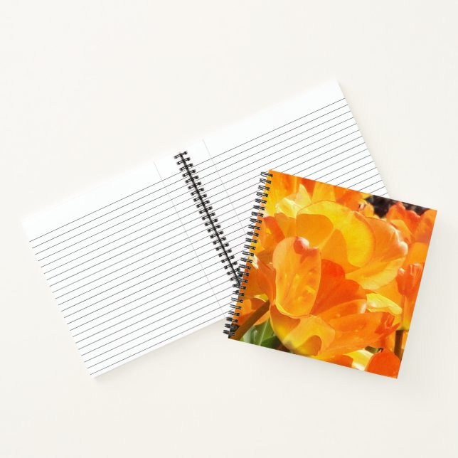 Close-up Orange and Yellow Tulips Notebook (Inside)