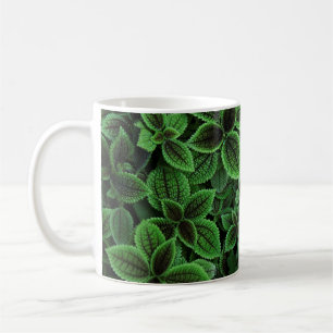 CLOSE UP PHOTO OF GREEN LEAFED PLANT COFFEE MUG