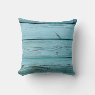 Close-up photo of green planks throw pillow