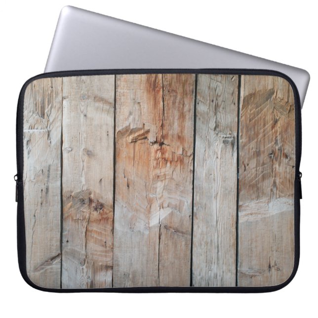 Close up photo of wooden panel laptop sleeve (Front)