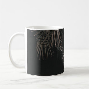 CLOSE-UP PHOTOGRAPHY OF GREEN LEAFED PALM COFFEE MUG