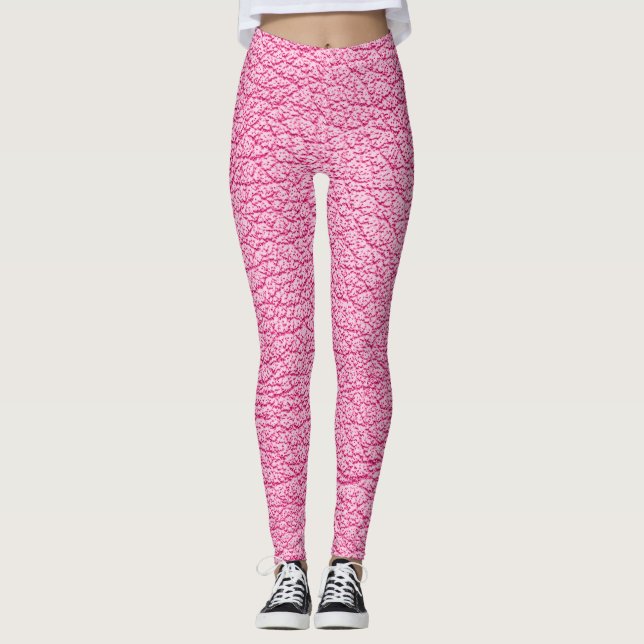 Close-up pink leather, textured background. leggings (Front)