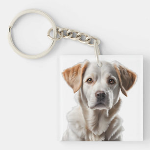 Close-Up Portrait of a Sweet-Faced Dog Keychain
