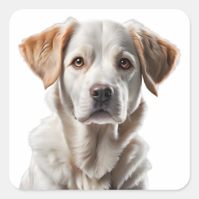 Close-Up Portrait of a Sweet-Faced Dog Square Sticker (Front)