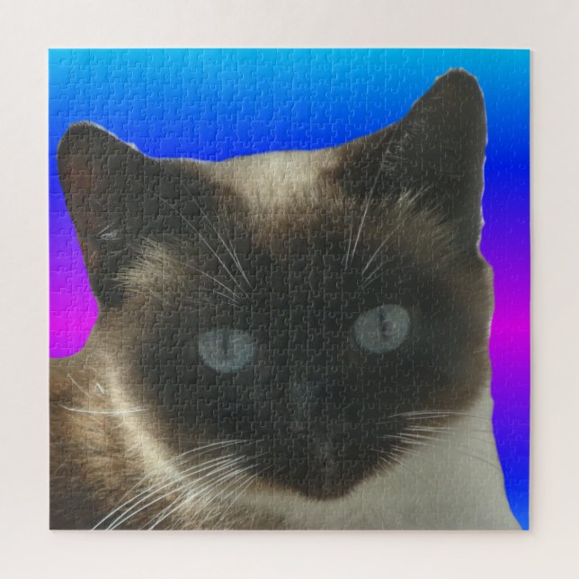 Close up Puzzle: Cute Siamese Cat Jigsaw Puzzle (Vertical)