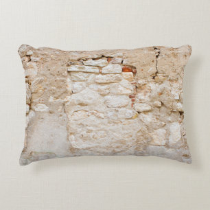 Close up texture of old stone wallabstract, antiqu accent pillow