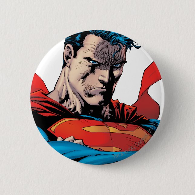 Close up to face 2 inch round button (Front)