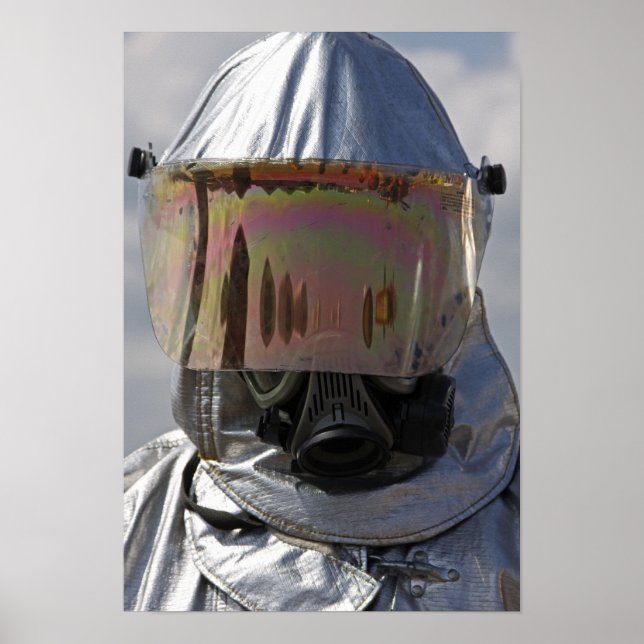 Close-up view of a firefighter poster (Front)