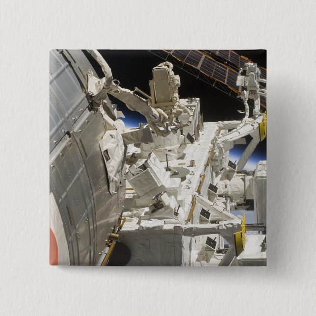 Close-up view of components 2 inch square button (Front)