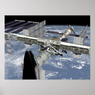 Close up view of the Shuttle docked Poster